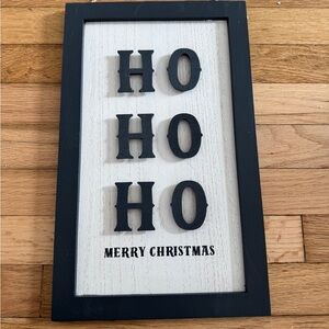 HO HO HO Merry Christmas Wall Sign 14” x 8 1/2”
